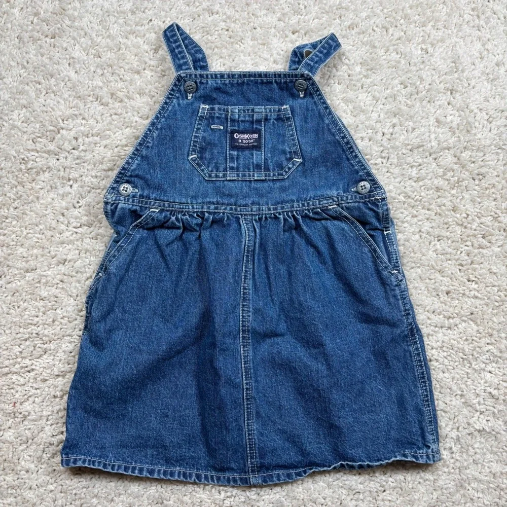 OshKosh‎ B'gosh Kids Denim Overalls Dress Classic Blue Jean Size 4